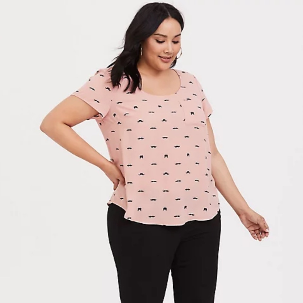 Torrid Blush Mustache Georgette Blouse